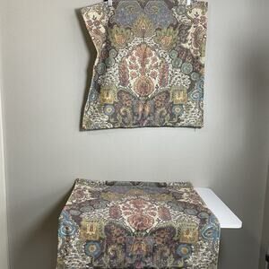 2 Pottery Barn Angelina Paisley 24" Pillow Covers Art Nouveau Asian Ikat Print